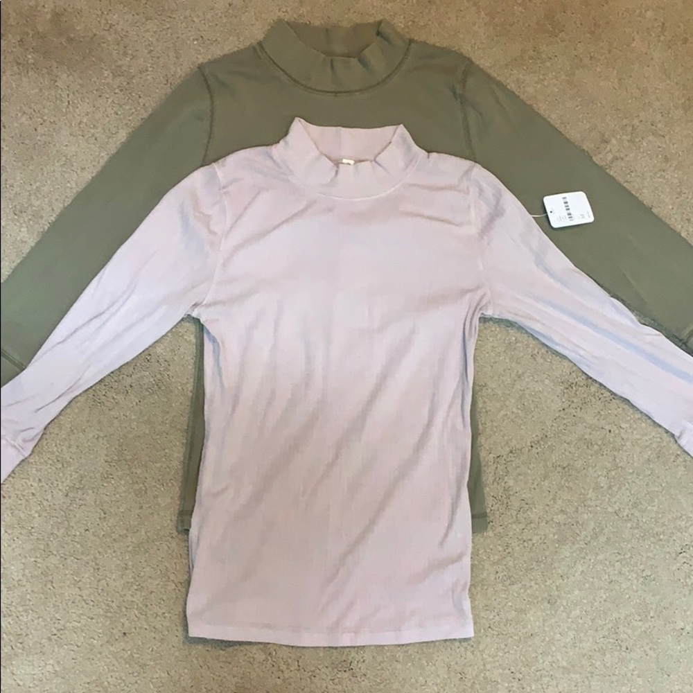 2 Free People Mock Neck Shirts